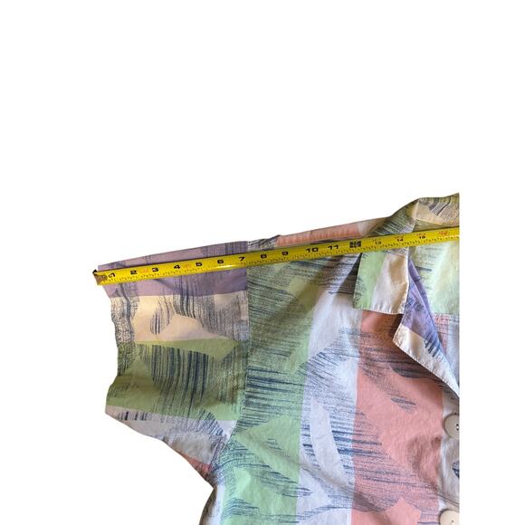 Vintage Retro Jantzen 1970s/80s Abstract Print Collared Button Down - Size L - Picture 7 of 8